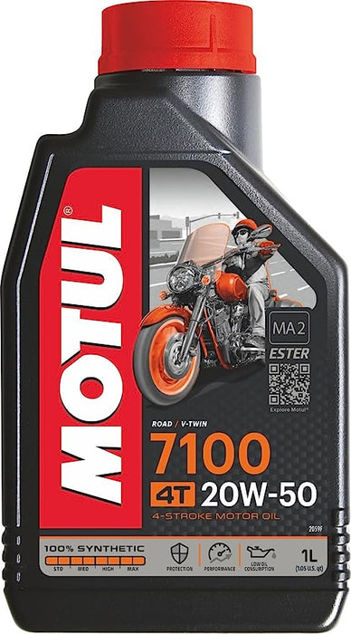 Motul 7100 4T 20W50 100% Synthetic Motorcycle Motor Engine Oil 104103 1L