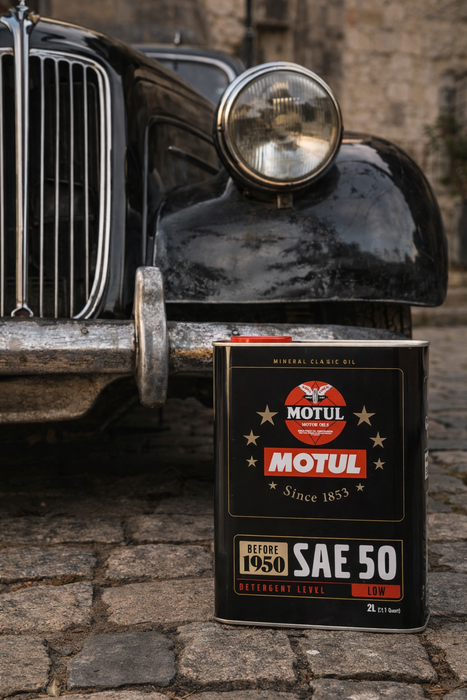 Motul CLASSIC SAE 50 (Before 1950) Mineral Low-Detergent Classic Oil – 2L Iron Can (104510)