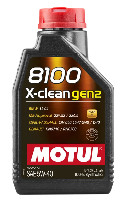 Motul 8100 X-CLEAN GEN2 5W-40 – Full Synthetic (Low SAPS) – 1L (SKU 109761) / 5L (SKU 109762)