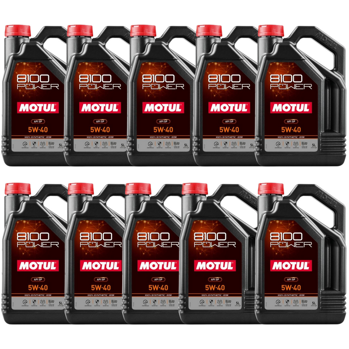 Motul 8100 POWER 5W-40 Full Synthetic (Ester) Motor Oil – 5 Liter (111809 / MOT-111809) - 10 Pack