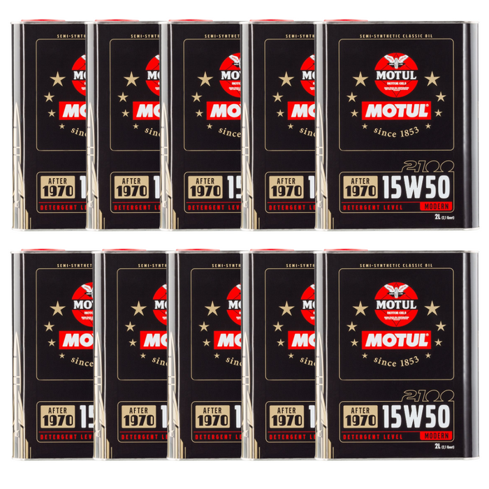 Motul Classic 2100 15W-50 Semi-Synthetic Classic Engine Oil 2 Liter Pack of 10