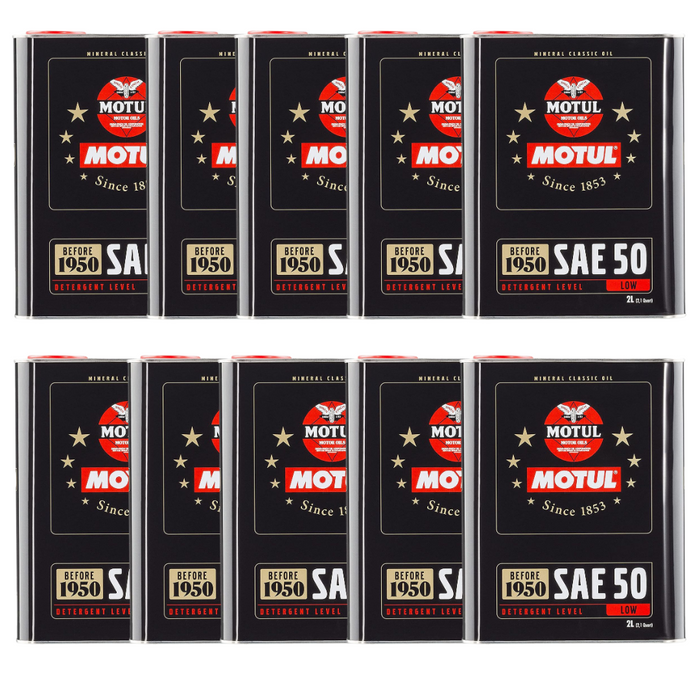 Motul Classic SAE 50 Mineral Monograde Vintage Engine Oil 2 Liter Pack of 10