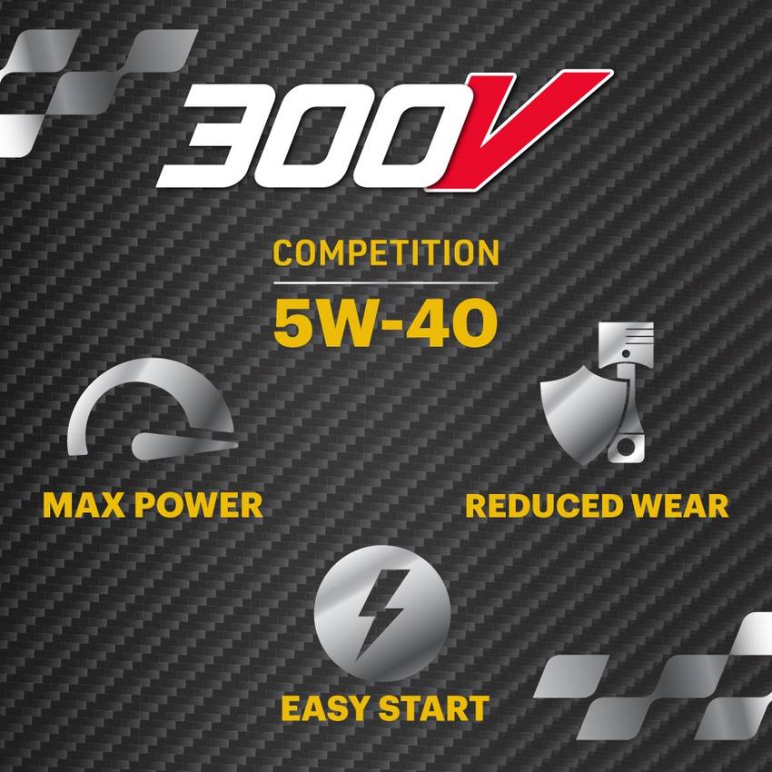 Motul 300V Competition 5W40 Ester Core Technology Car Racing Oil 100% Synthetic Racing Motor Oil, 2L (2.1 qt.)