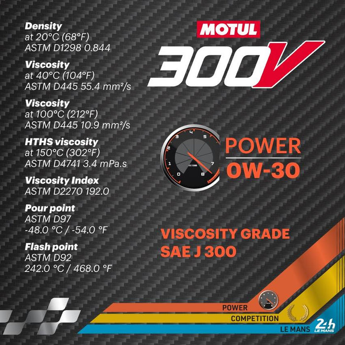 Motul 300V 0W30 POWER Car Racing Oil Full Synthetic Engine Lubricant 2L per Bottle High Performance 4-Stroke Ester Core