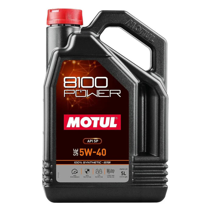 Motul 8100 Power oil bottle on a white background