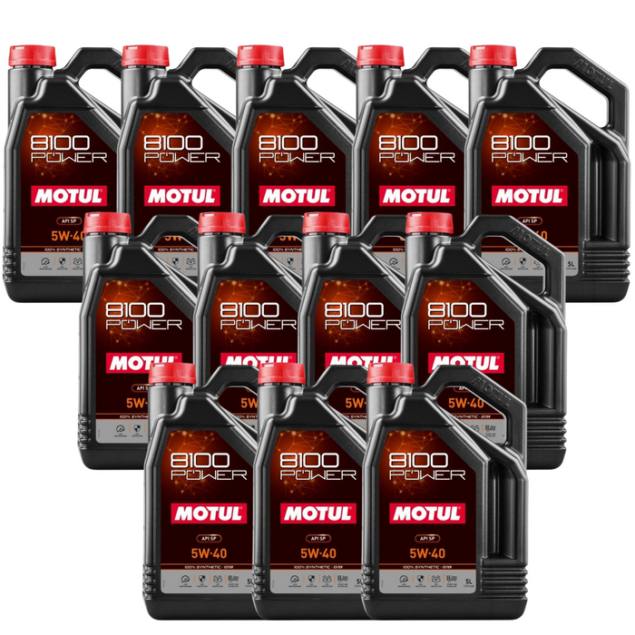 Motul 8100 POWER 5W-40 Full Synthetic (Ester) Motor Oil – 5 Liter (111809 / MOT-111809) - 12 Pack