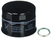 A genuine OEM Subaru oil filter with a gasket, predominantly black in color, with Subaru branding and part number visible