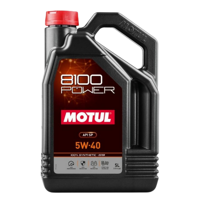 Motul 8100 POWER 5W-40 Full Synthetic (Ester) Motor Oil – 5 Liter (111809 / MOT-111809) - 2 Pack
