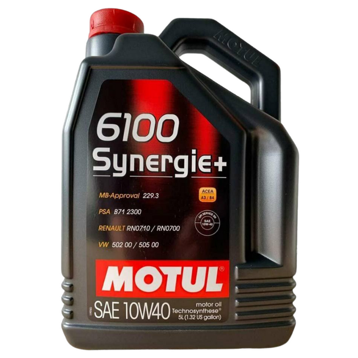 Motul 6100 Synergie+ 10W40 Gasoline or Diesel Engine Motor Oil 108647 5L 1 Pack