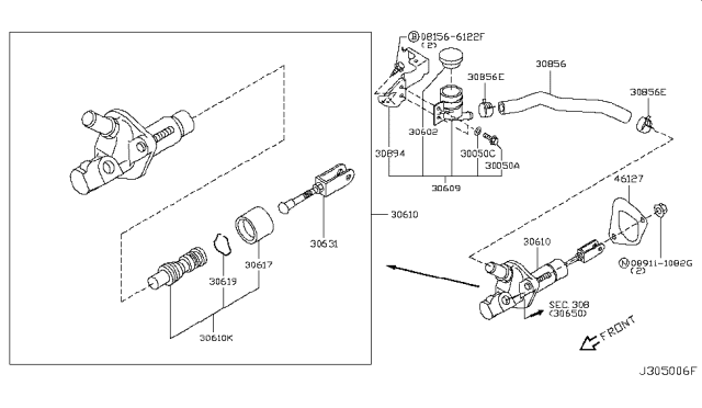 OEM Japan Clutch Master Cylinder for Nissan 370Z 09-11 30610-JK000