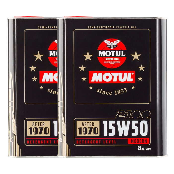 Motul Classic 2100 15W-50 Semi-Synthetic Classic Engine Oil 2 Liter Pack of 2