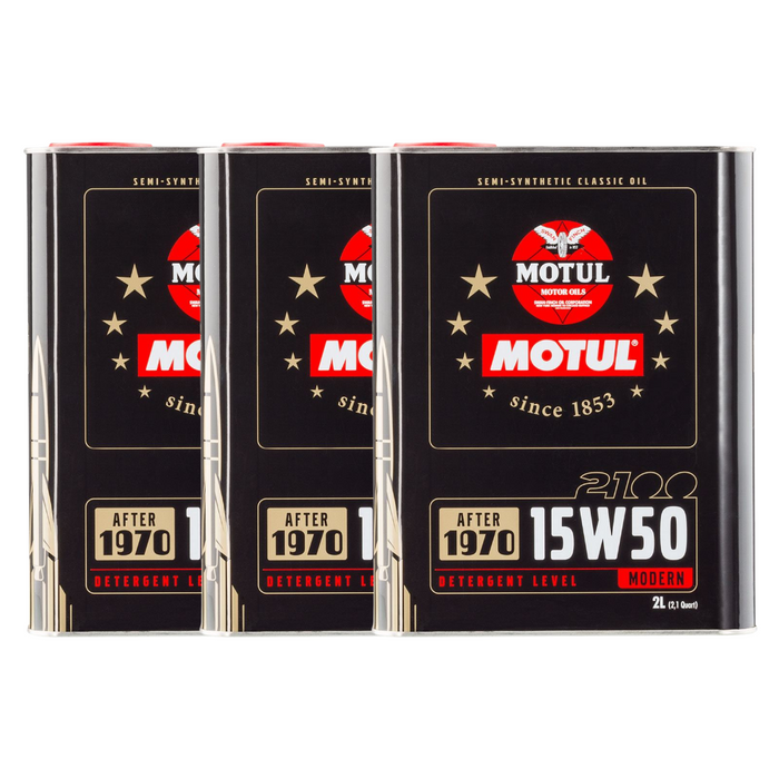 Motul Classic 2100 15W-50 Semi-Synthetic Classic Engine Oil 2 Liter Pack of 3