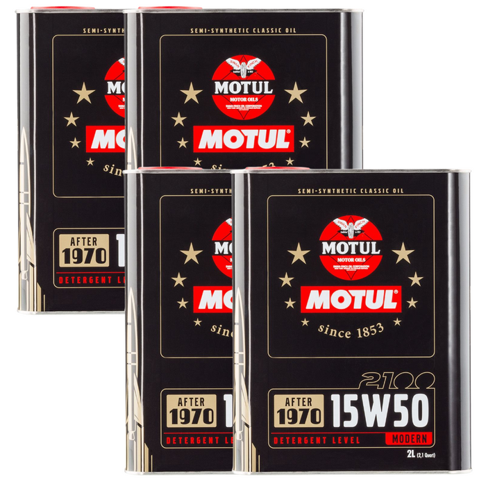 Motul Classic 2100 15W-50 Semi-Synthetic Classic Engine Oil 2 Liter Pack of 4
