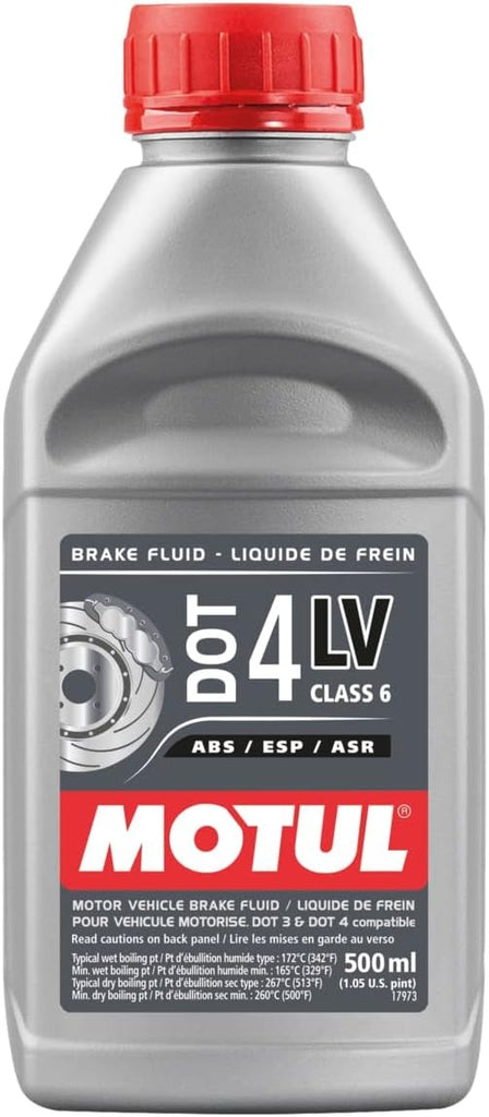 Motul 111254 Brake Fluid DOT 4 LV Low Viscosity Racing Hydraulic Clutch  Class 6 ABS ESP ASR 500 ml