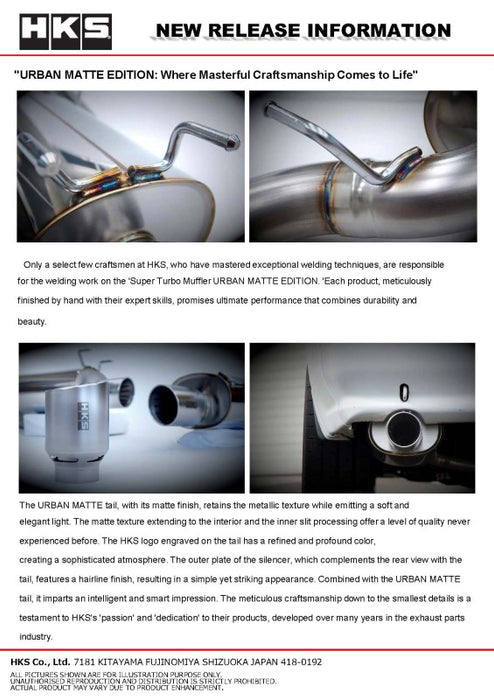 HKS 89-94 Nissan Skyline GT-R E-BNR32 RB26DETT URBAN MATTE Edition Super Turbo Muffler