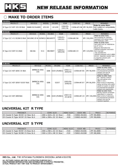 HKS S Type O/C KIT No.12 BNR34 BLK