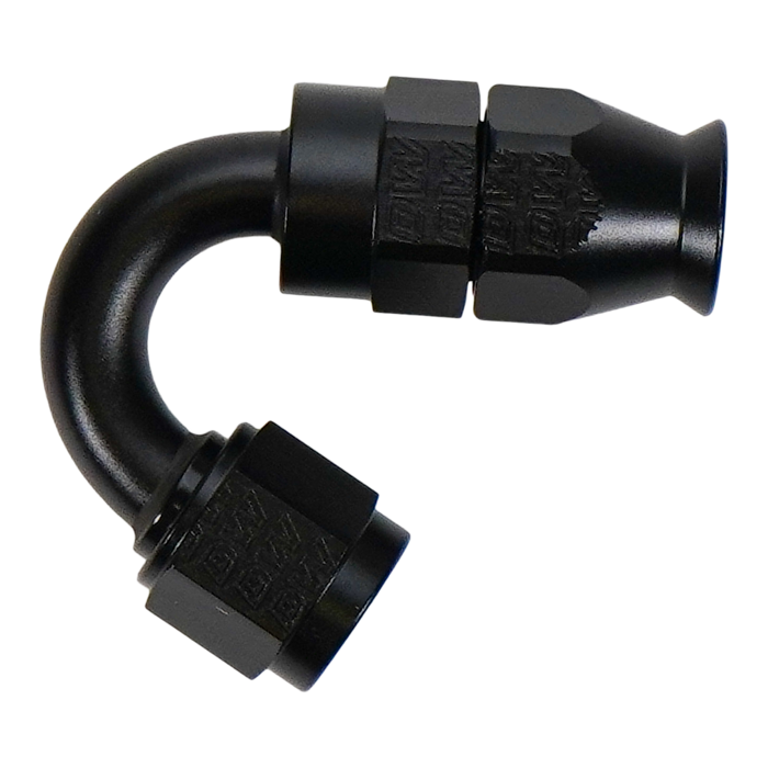DeatschWerks 6 AN Female Flare Swivel (Incl Ferule/Olive) 150-degree Hose End PTFE