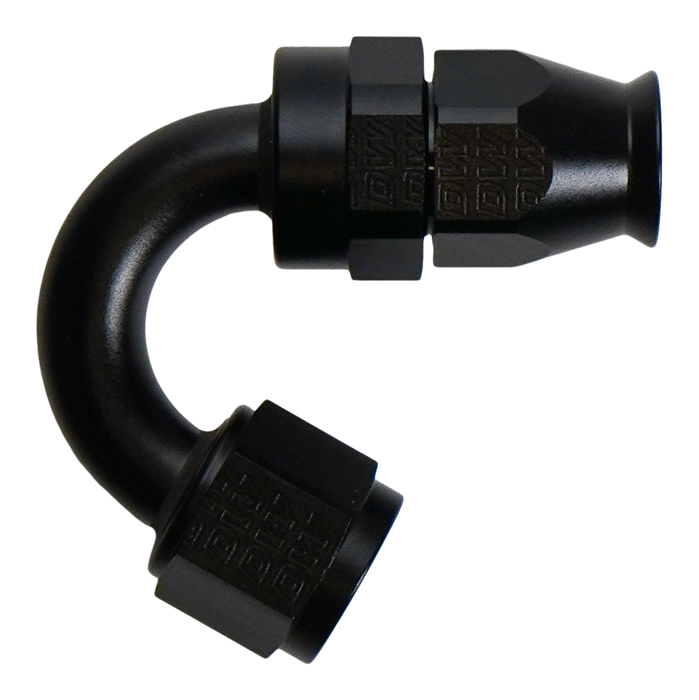 DeatschWerks 8 AN Female Flare Swivel (Incl Ferule/Olive) 150-degree Hose End PTFE