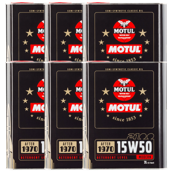 Motul Classic 2100 15W-50 Semi-Synthetic Classic Engine Oil 2 Liter Pack of 6