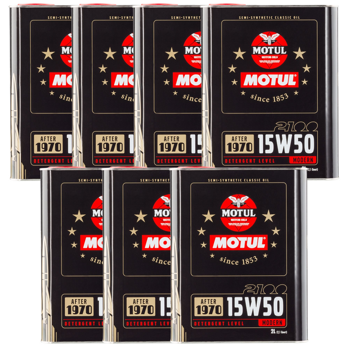 Motul Classic 2100 15W-50 Semi-Synthetic Classic Engine Oil 2 Liter Pack of 7