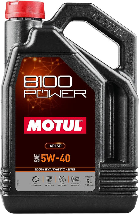 Motul 111809 8100 POWER 5W-40 Motor Oil 100% Synthetic Ester 5 Liter
