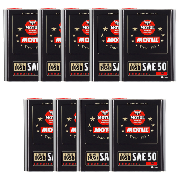 Motul Classic SAE 50 Mineral Monograde Vintage Engine Oil 2 Liter Pack of 9