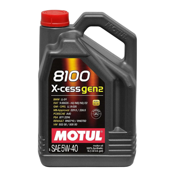 Motul 8100 5W40 X-Cess Gen2 100% Synthetic Oil 109776 5L (1.3 Gallon)