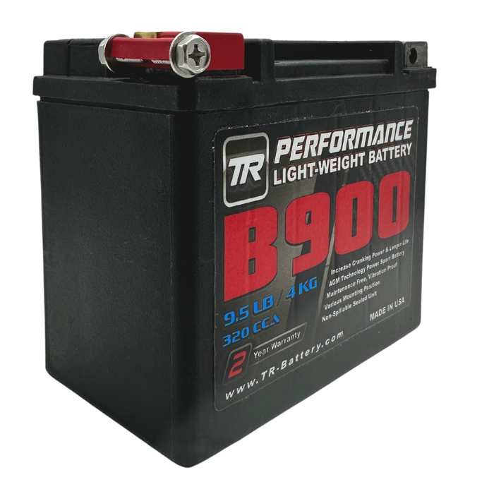 TR-B900 9LBS AGM Lightweight Battery Street Use Track Use Race Use Universal Fit with CTEK Battery Tender (Optional)