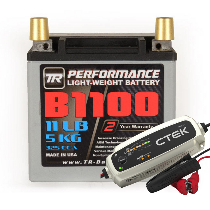 TR-B1100 11LBS AGM Lightweight Battery Street Use, Race Use, Track Use Universal Fit with Battery Tender (Optional)