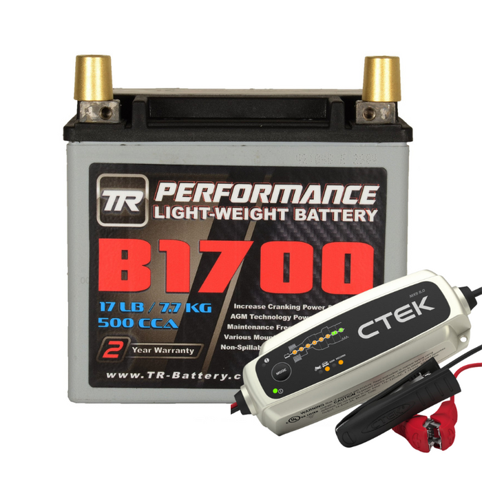 TR-B1700 17LBS AGM Lightweight Battery Street Use Race Use Track Use Universal Fit with Battery Tender (Optional)