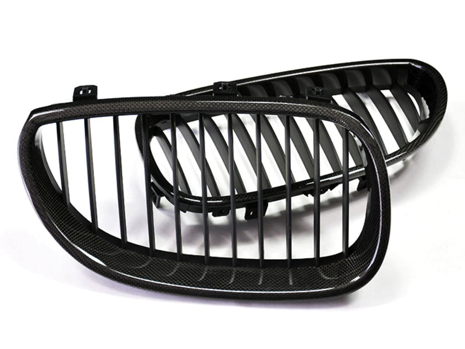 AutoTecknic Carbon Fiber Front Grille Set - BMW E60 Sedan | E61 Wagon | 5-Series Including M5