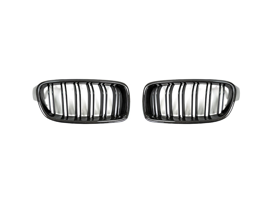 AutoTecknic Dual-Slats Carbon Front Grille Set - F30 3-Series Sedan | F31 3-Series Wagon
