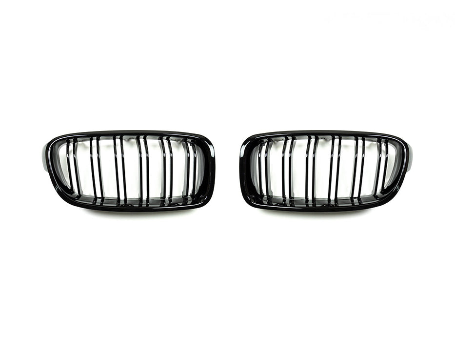 AutoTecknic Dual-Slat Glazing Black Front Grille Set - F30 3-Series