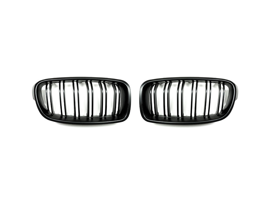AutoTecknic Dual-Slats Stealth Black Front Grille Set - F30 3-Series