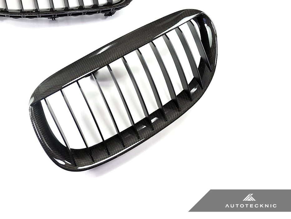 AutoTecknic Carbon Fiber Front Kidney Grille Pair - BMW E63 6 Series (2004-2010) / E64 6 Series (2005-2010) / E63 M6 (2006-2010) / E64 M6 (2007-2010)
