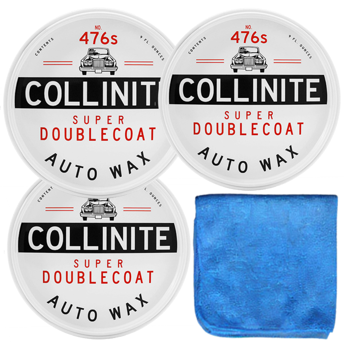 Collinite 476s Super Doublecoat Auto Paste Wax 27 Oz 3 Pack with Microfiber Towel