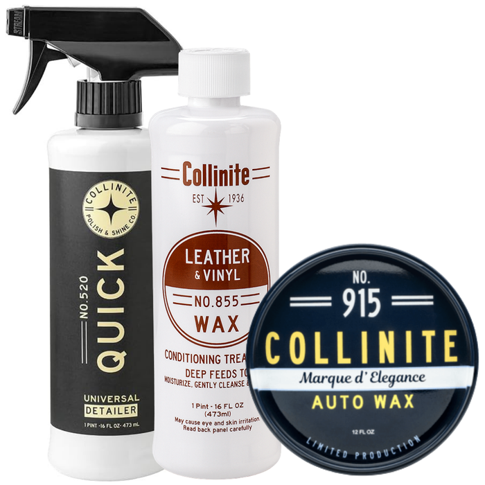 Collinite 520 Quick Detailer, 855 Leather & Vinyl Wax & 915 Marque D'Elegance Combo