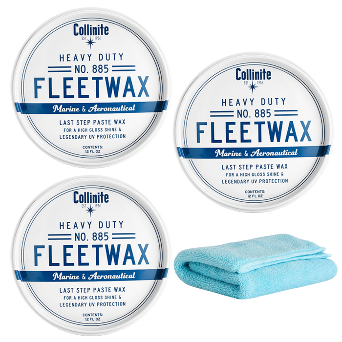 Collinite 885 Fleetwax Paste 3 Pack with Microfiber Towel