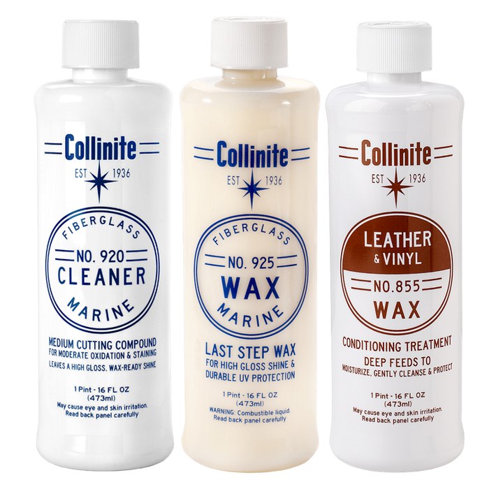 Collinite Boat Care Combo with 920 Marine Cleaner, 925 Marine Wax & 855 Leather Vinyl Wax