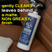 Bottle of ceramic interior detailer on a car seat with text about its cleaning properties.