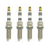 A set of four HKS Nissan/Infinity VQ35HR M-Series Super Fire Racing Iridium Spark Plugs, displayed against a white background.