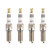 Four HKS spark plugs on a white background