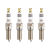 Four HKS spark plugs on a white background