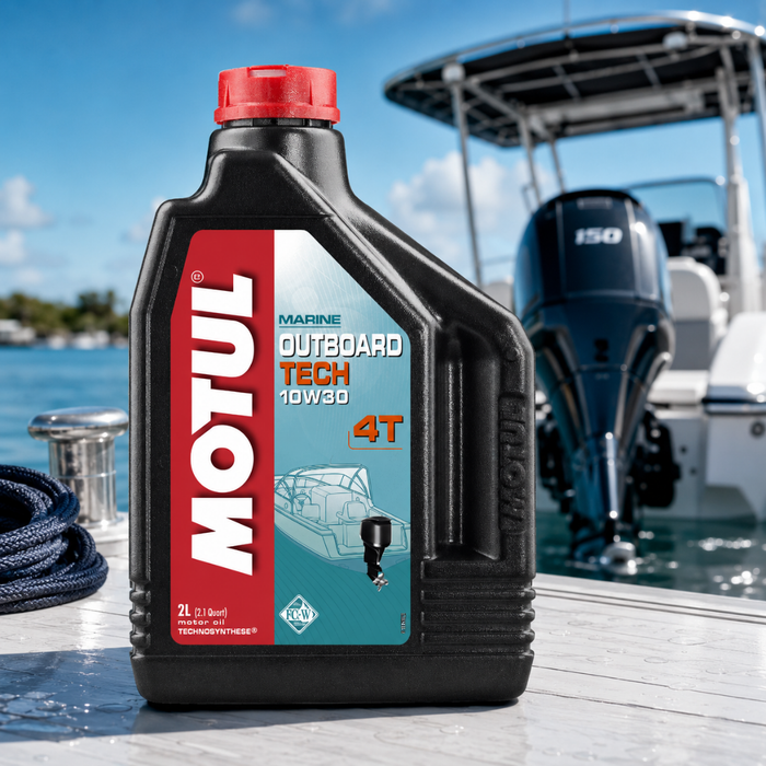 Motul Outboard Tech 4T 10W-30 Technosynthese Marine Engine Oil 2L Pack of 2