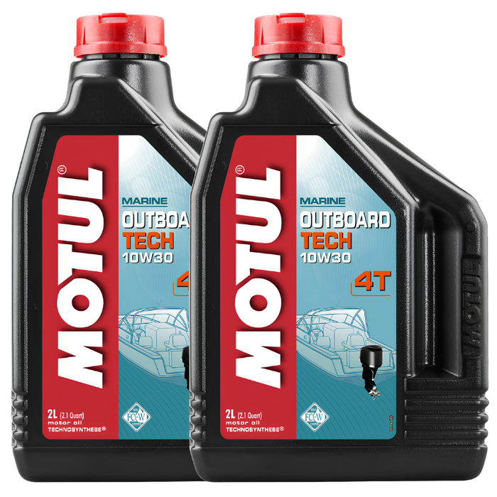Motul Outboard Tech 4T 10W-30 Technosynthese Marine Engine Oil 2L Pack of 2