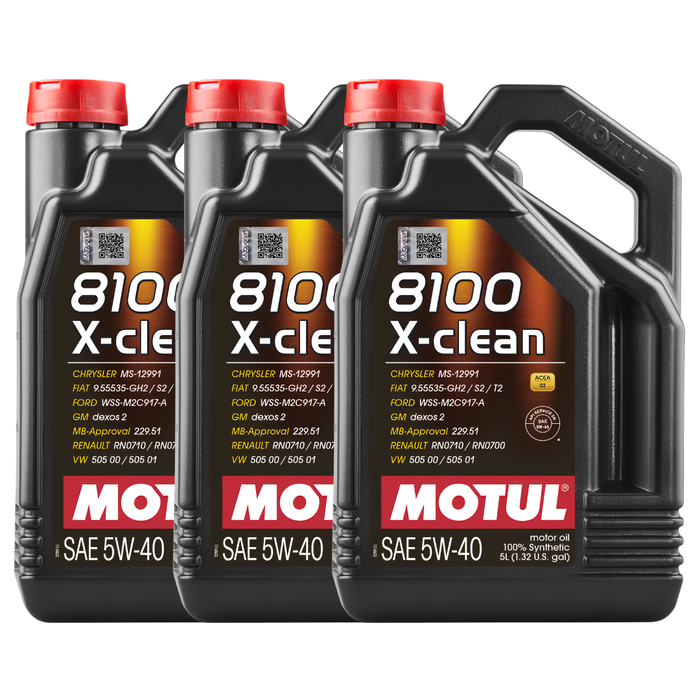 Motul 8100 X-CLEAN 5W-40 100% Synthetic ACEA C3 Engine Oil 5L Pack of 3