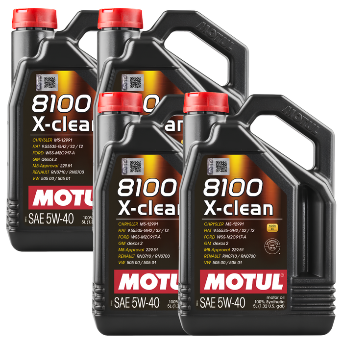 Motul 8100 X-CLEAN 5W-40 100% Synthetic ACEA C3 Engine Oil 5L Pack of 4