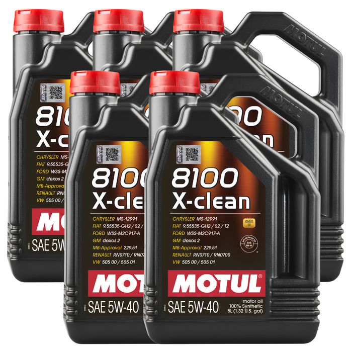Motul 8100 X-CLEAN 5W-40 100% Synthetic ACEA C3 Engine Oil 5L Pack of 5