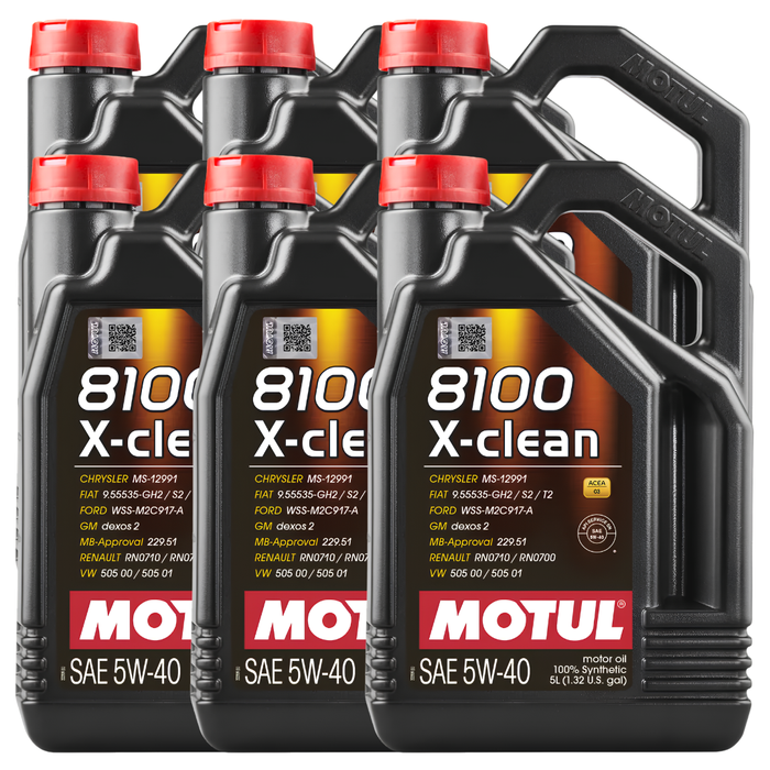 Motul 8100 X-CLEAN 5W-40 100% Synthetic ACEA C3 Engine Oil 5L Pack of 6