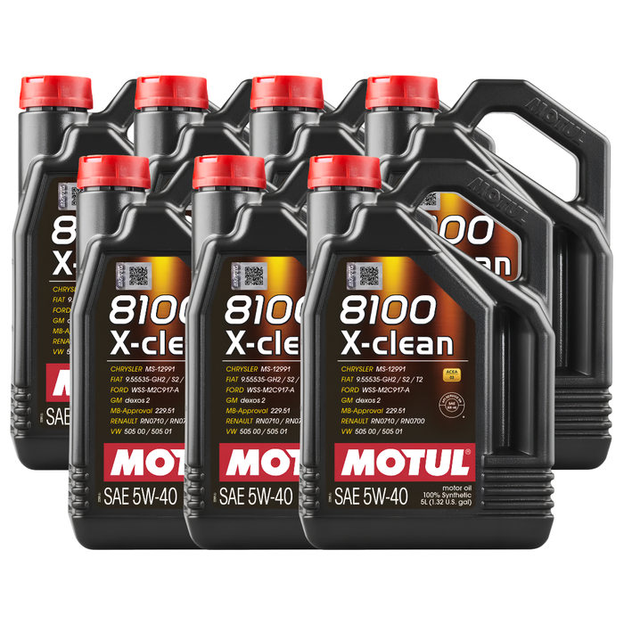 Motul 8100 X-CLEAN 5W-40 100% Synthetic ACEA C3 Engine Oil 5L Pack of 7